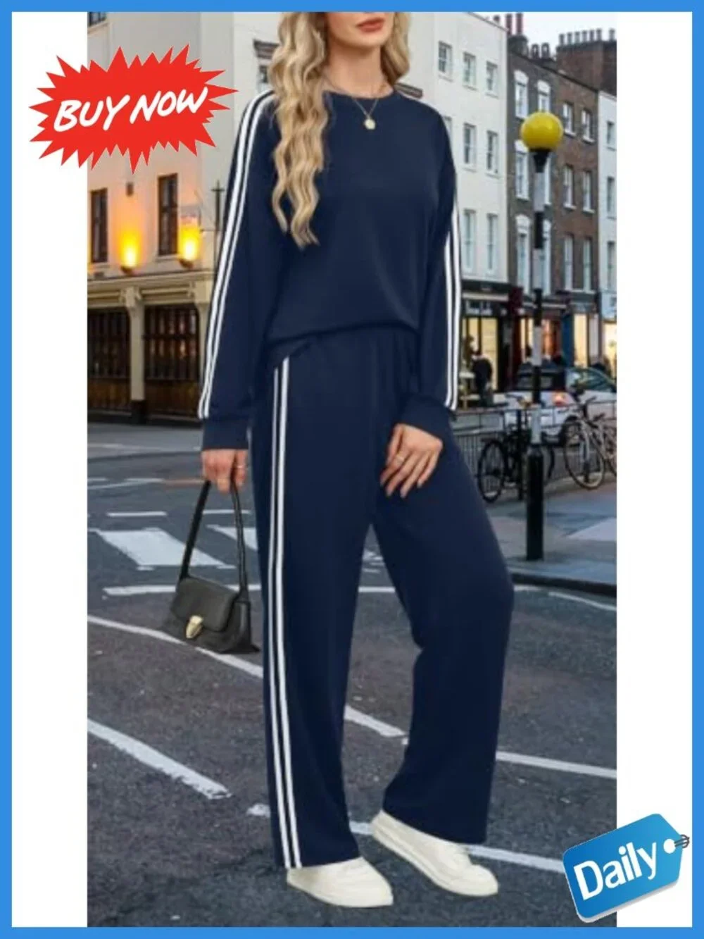 2 Piece Color Block Sweatsuit Set Long Sleeve Pullover Drawstring Sweatpants